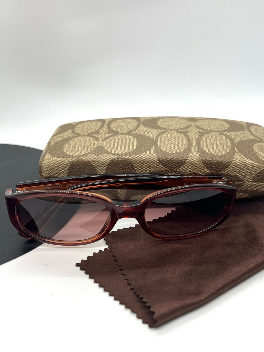 Coach Bonnie S417 Rose Crystal Oval Sunglasses Y2K Authentic w Case & Cloth - Picture 13 of 14